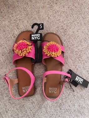 Girls' Pink Floral Strap Sandals